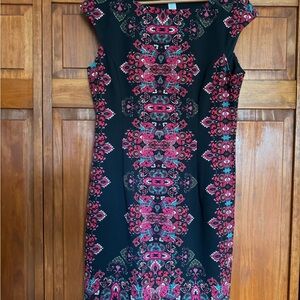 London Times Black and Pink and green Dress